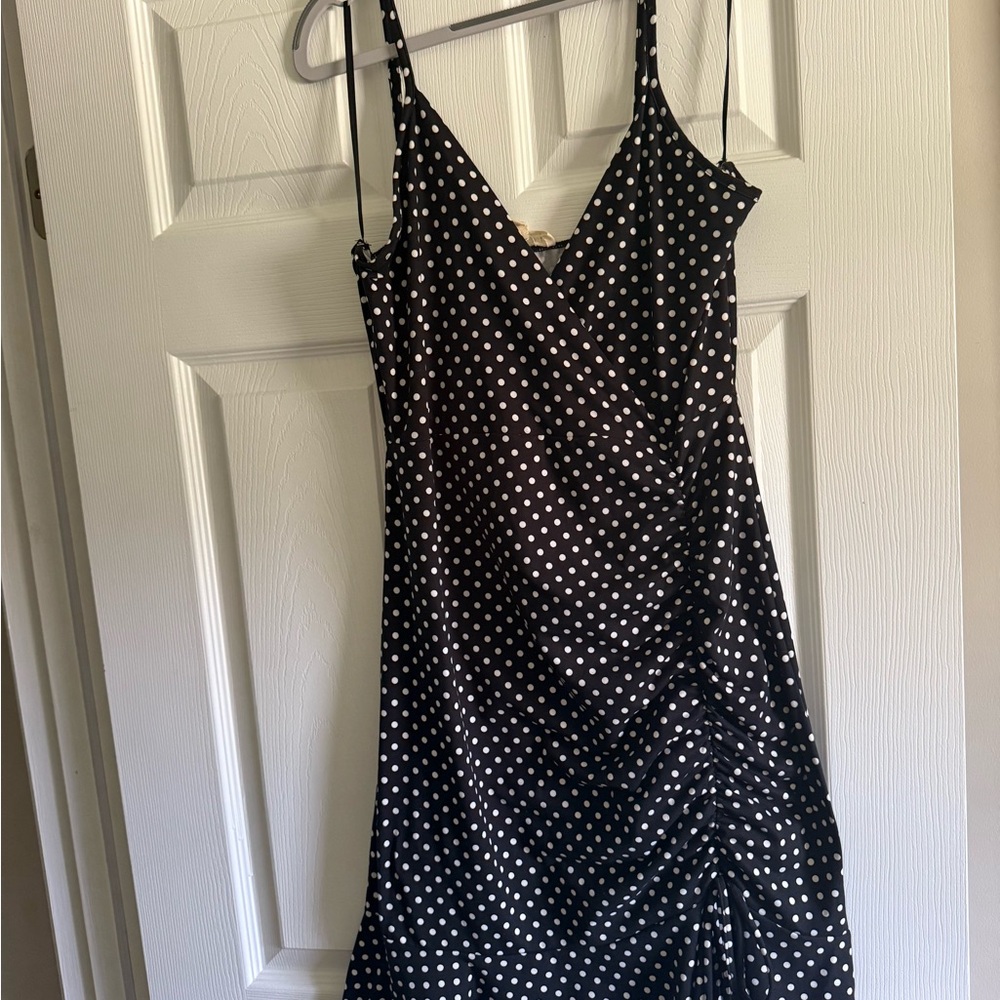 Chic Black and White Polka Dot Midi Dress